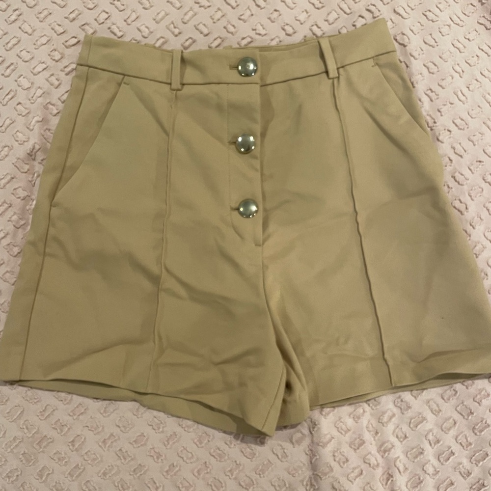 Zara Tan Shorts with gold buttons
